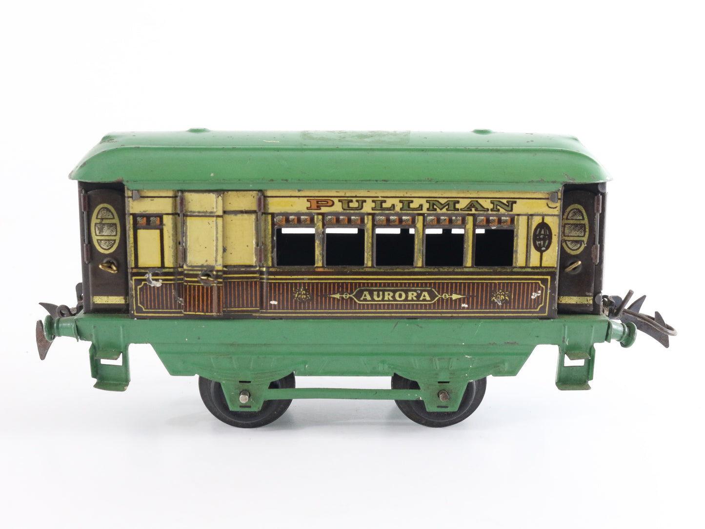 Aurora Pullman Green & Brown Passenger Coach Car Hornby Meccano O Model Train classic multi-tone coach design
