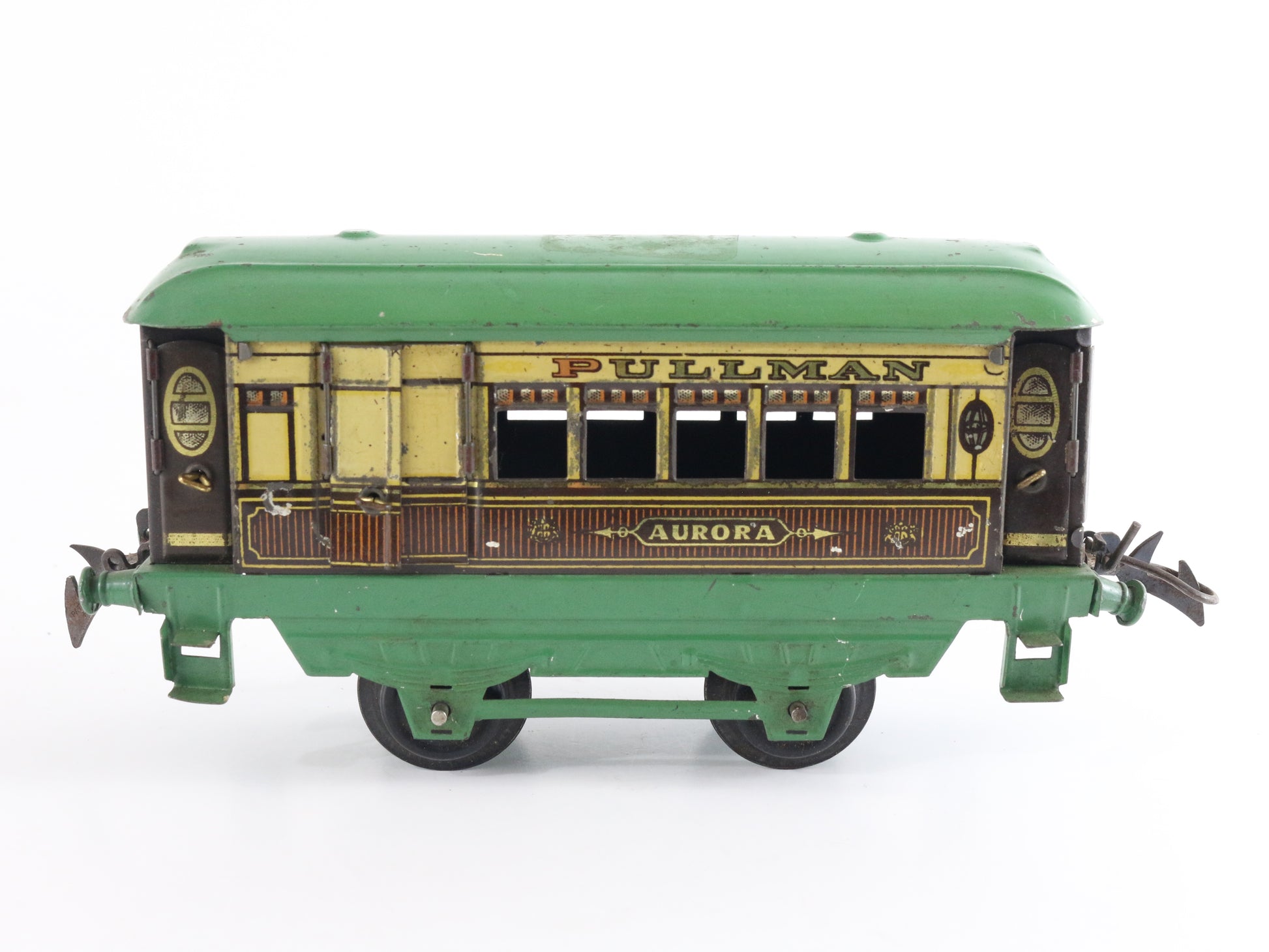 Aurora Pullman Green & Brown Passenger Coach Car Hornby Meccano O Model Train classic multi-tone coach design