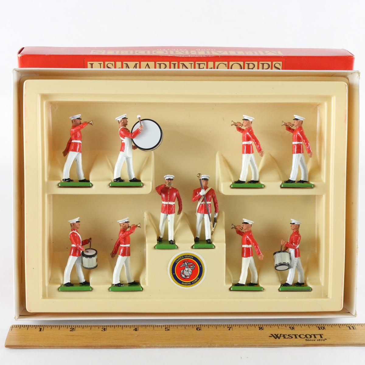USMC US Marine Corps Drum Major Set Of 10 Britains 1:32 7305 Metal Figures