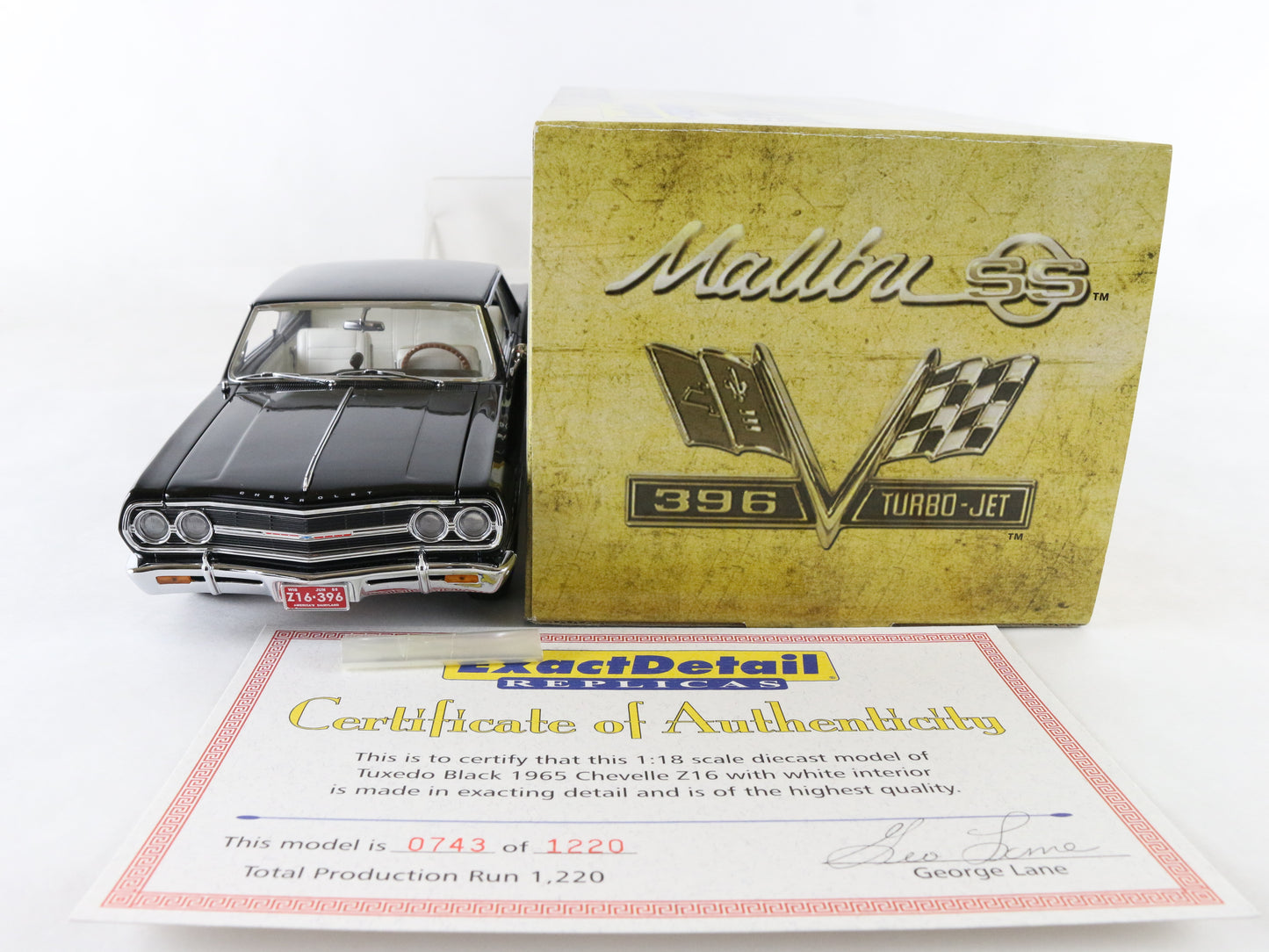1965 Chevy Chevelle Z16 Black Exact Detail 1:18 Diecast 743/1220 WCC505a LN +Box