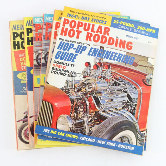 Lot Of 6 Popular Hot Rodding March April May 1964 Vintage Car Magazines