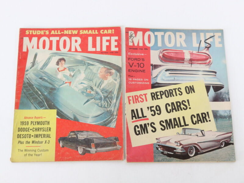 Lot Of 7 Motor Life Vintage Car Magazines Aug Sep Oct Nov Dec 1958 35c