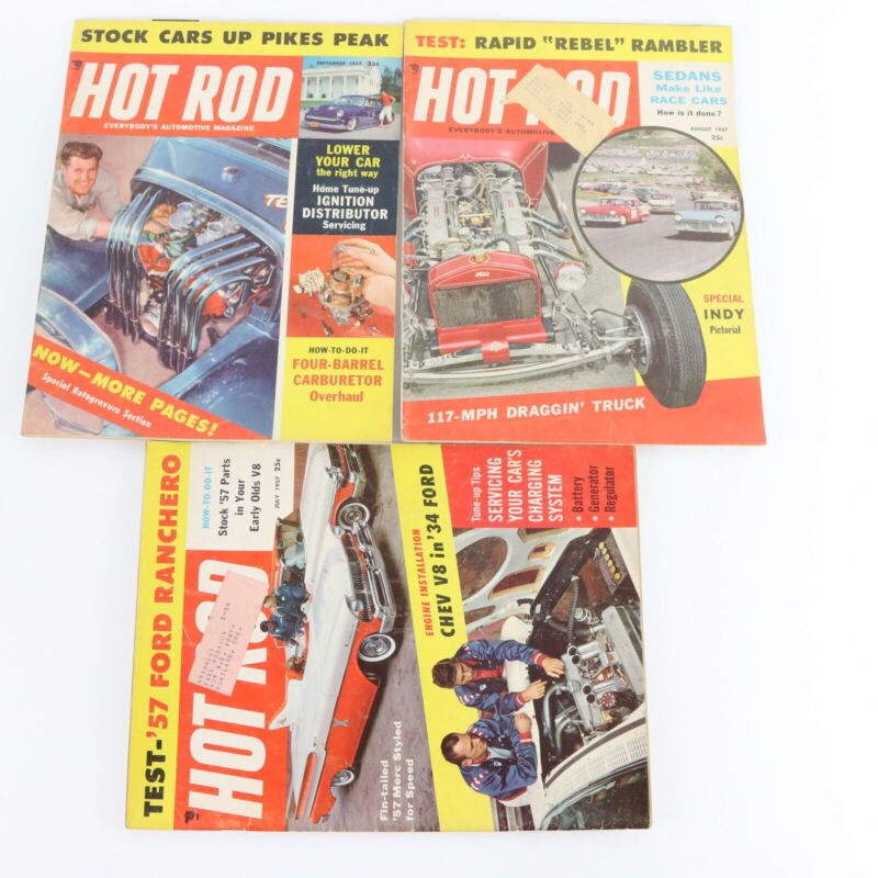 Lot Of 5 Hot Rod July August September 1957 Vintage Car Magazines