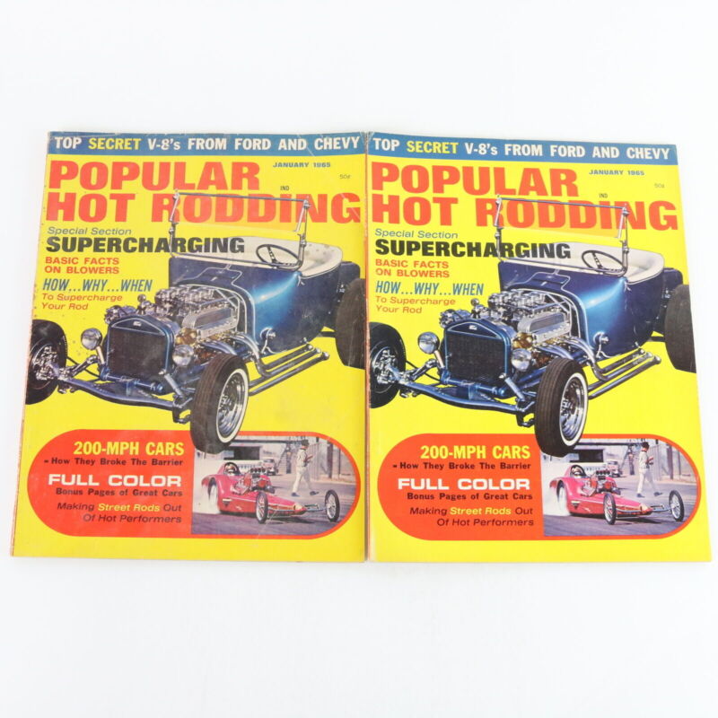 Lot Of 5 Popular Hot Rodding January & February 1965 Vintage Car Magazines
