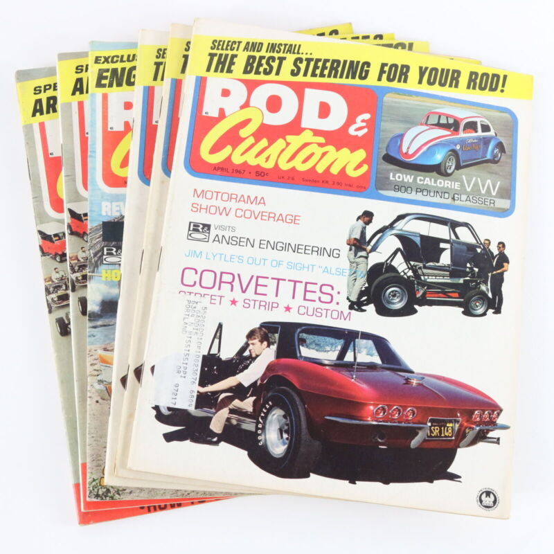 Lot Of 6 Rod & Custom April May June 1967 Vintage Car Magazines