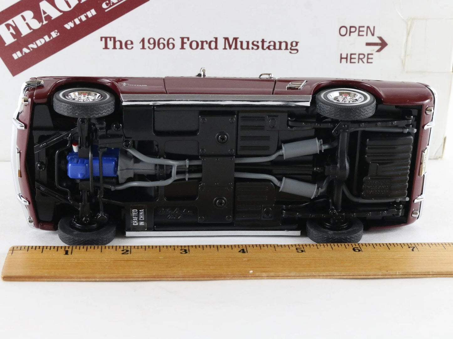 1966 Ford Mustang Maroon Danbury Mint 1:24 Diecast Model Car