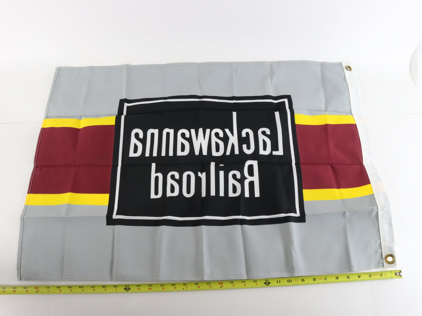 Lackawanna Railroad Gray Black & Maroon Fabric Train Flag 2' By 3' USA