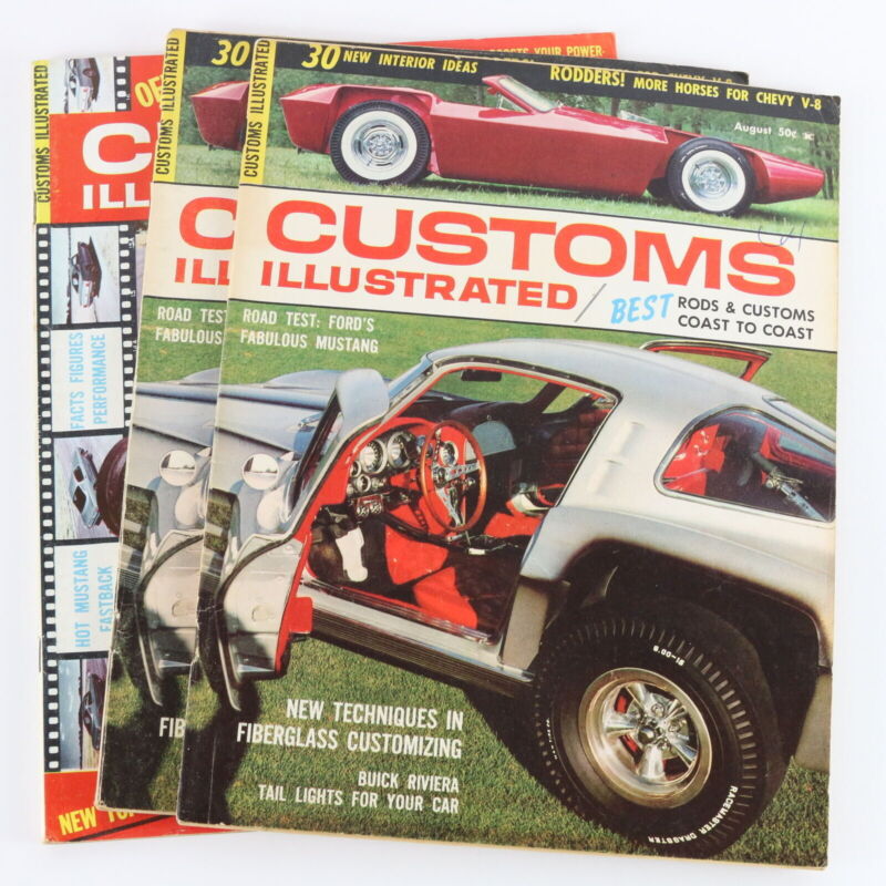 Lot Of 3 Customs Illustrated August & December 1964 Vintage Car Magazines