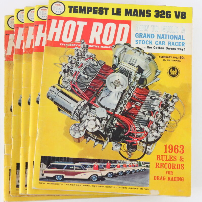 Lot Of 5 Hot Rod Tempest Le Mans 326 V8 Feb 1963 Vintage Car Magazines