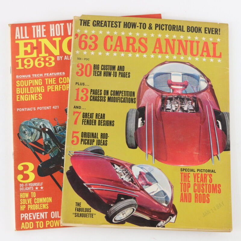 Lot Of 2 Engines & '63 Cars Annual Hot V8s 1963 Vintage Car Magazines