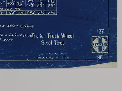 Santa Fe Trailer Truck Wheel Steel Tired Motive Power Blueprint 1929 20.5"