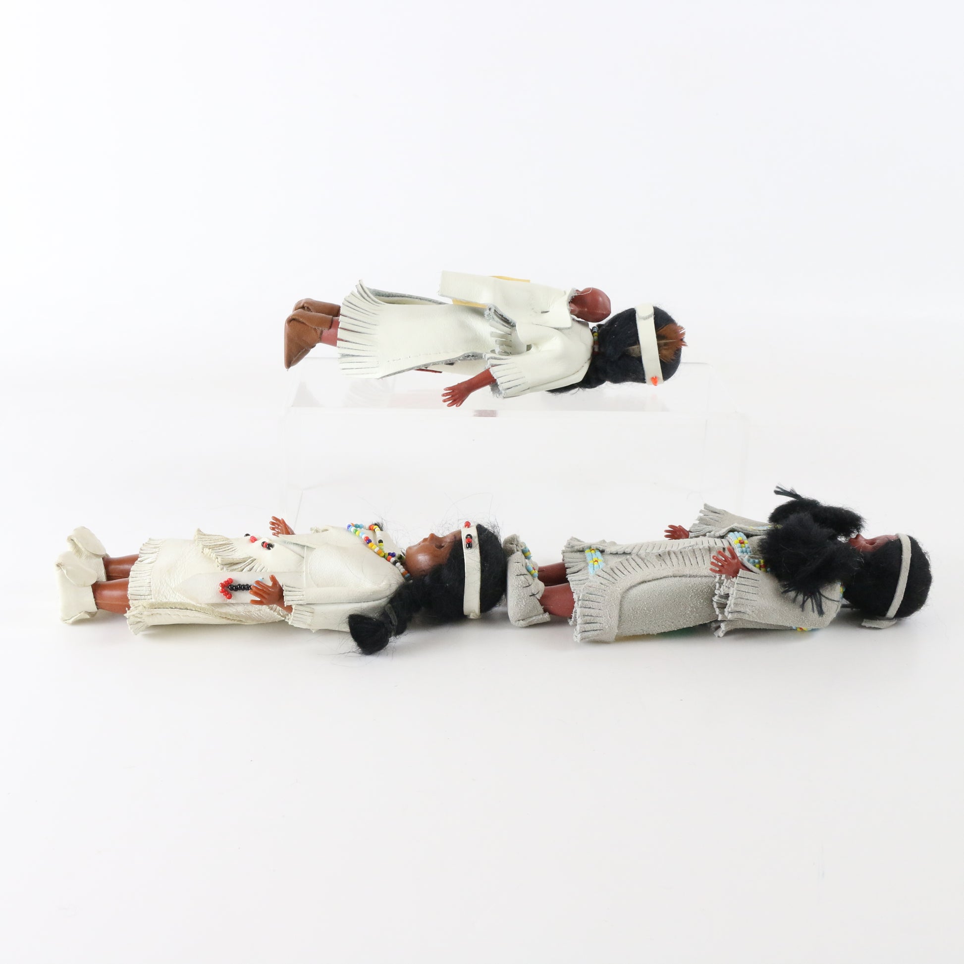 Lot Of 3 Pocahontas Mandan Princess Carlson Native American Dolls 7.25"