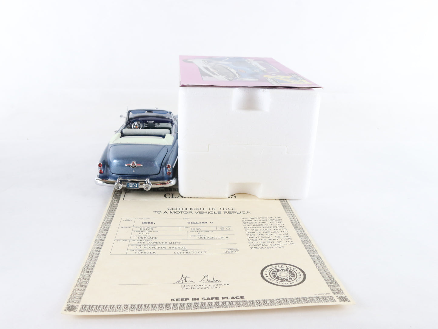 1953 Buick Skylark Blue Convertible Danbury Mint 1:24 Diecast Model Car