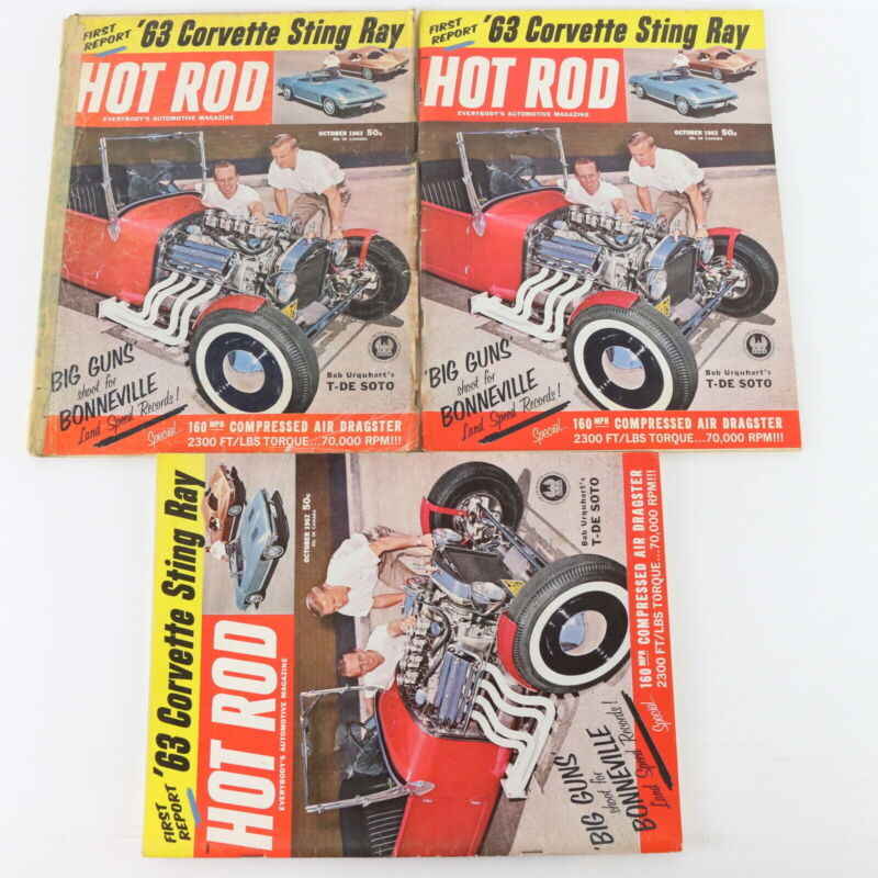 Lot Of 10 Hot Rod '63 Corvette Sting Ray Report October 1962 Car Magazines