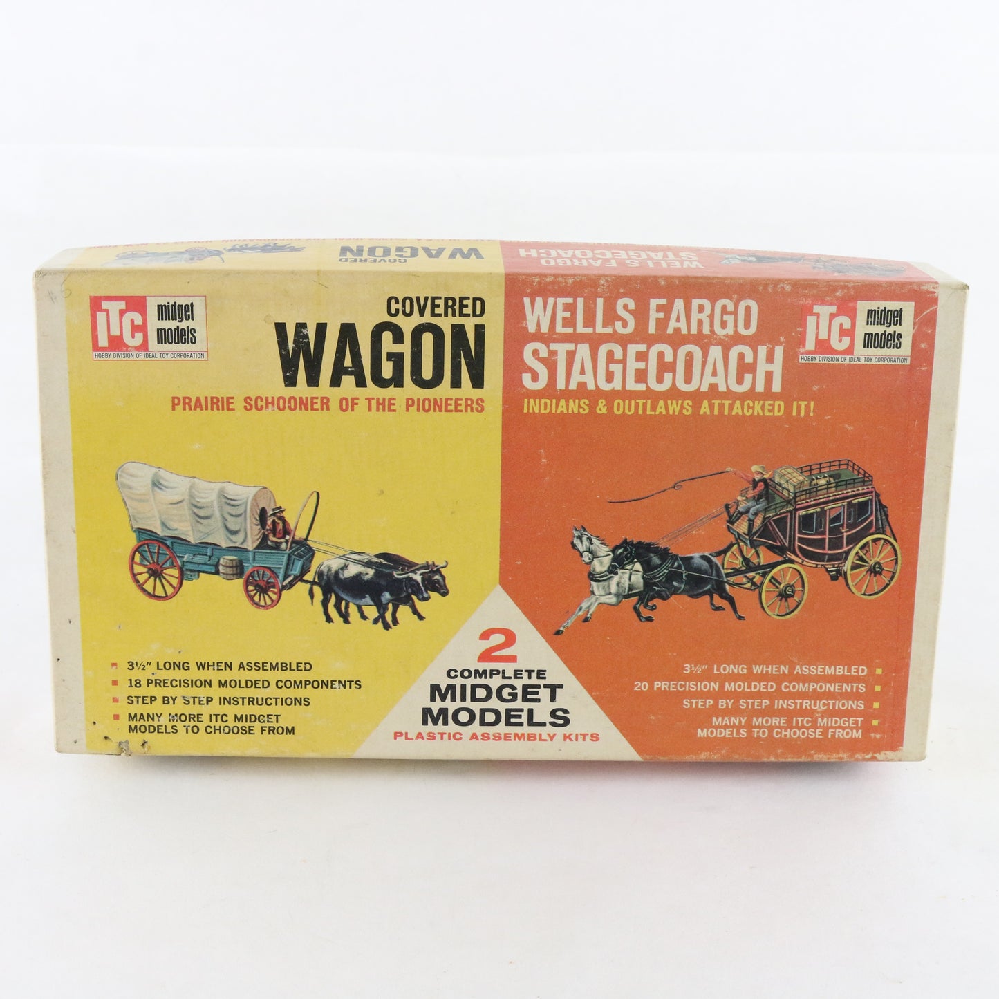 Covered Wagon & Wells Fargo Stagecoach Midget Models ITC Vintage Plastic Kit