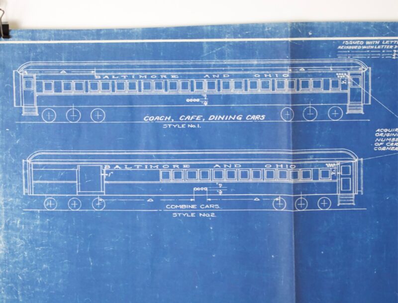 Baltimore & Ohio B&O Combine Cafe & Dining Diagram T-50065G 1928 Blueprint 18.5���