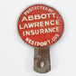 Vintage Abbott Lawrence Insurance Metal License Plate Topper Westport OR 5"