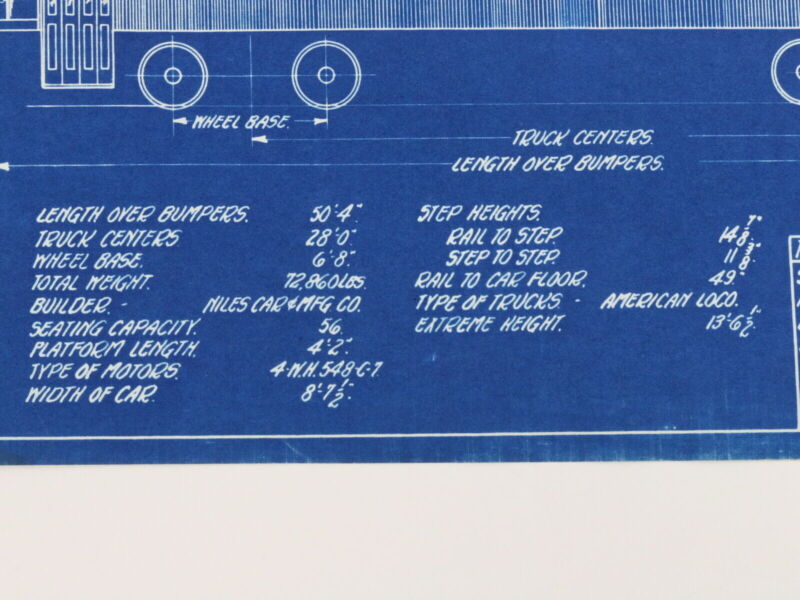 Milwaukee Electric Plan & Elevation Northern Coaches 1102 Blueprint 1929 11"