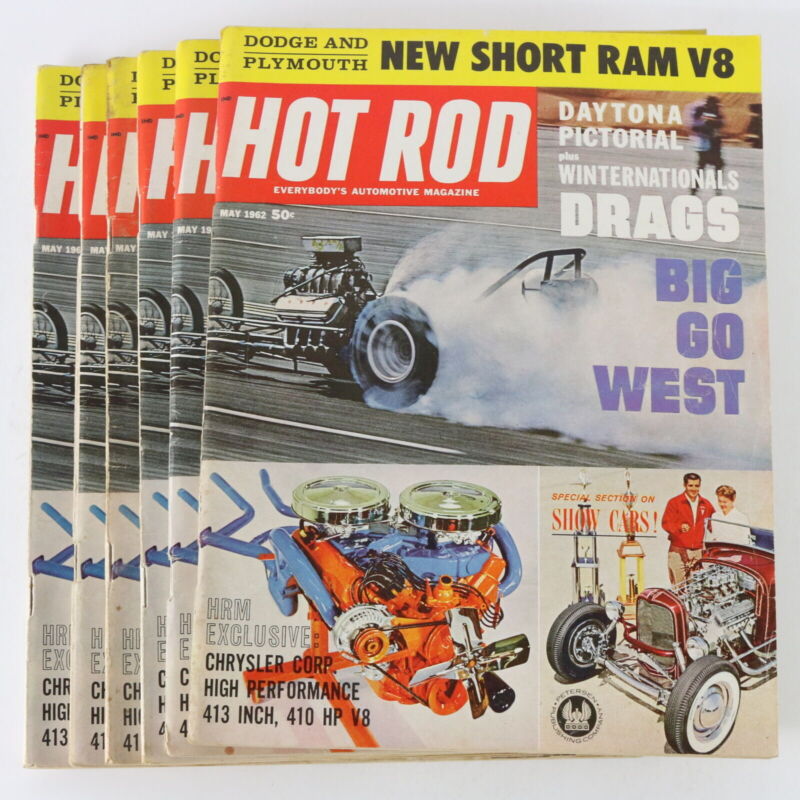 Lot Of 6 Hot Rod Short Ram V8 Big Go West May 1962 Vintage Car Magazines