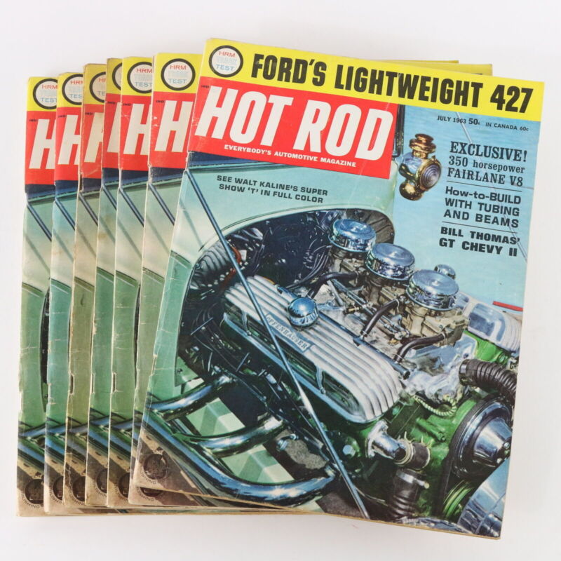 Lot Of 7 Hot Rod Fords 427 Fairlane V8 July 1963 Vintage Car Magazines