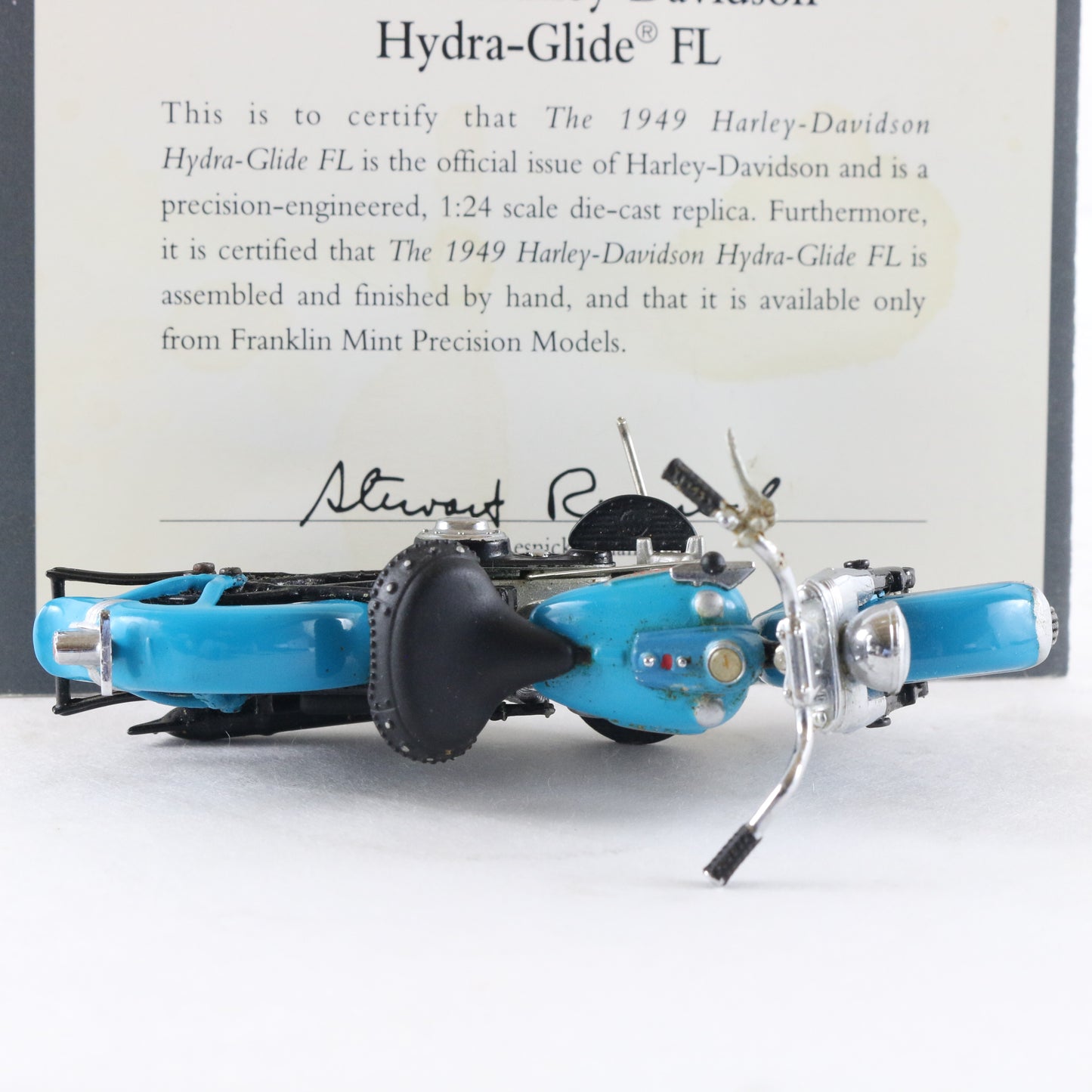 1949 Harley Davidson Hydra-Glide FL Blue Franklin Mint 1:24 Model Motorcycle