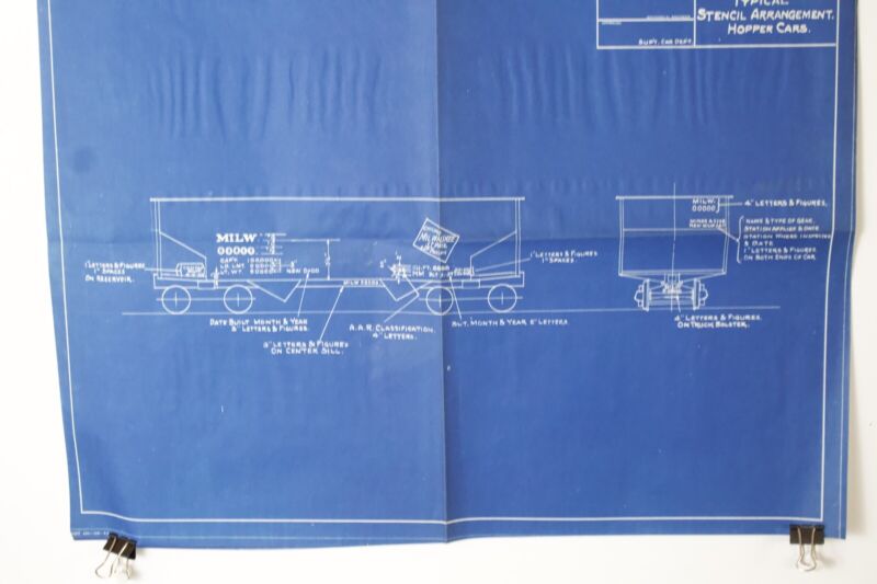 CMStP & PRR Milwaukee Hopper Stencil D-5515 1937 Original Blueprint 18"