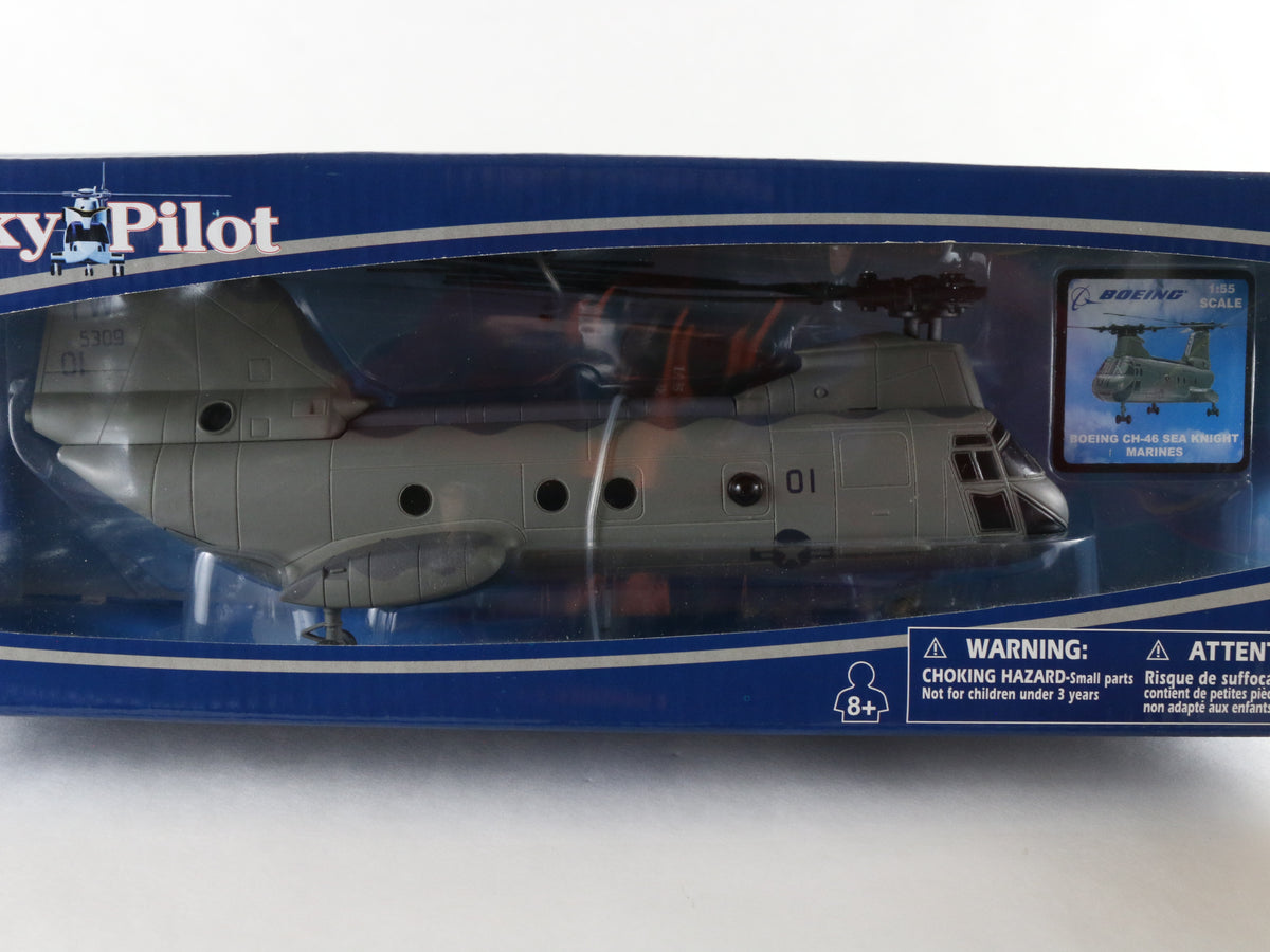 CH-46 Sea Knight Helicopter Boeing Sky Pilot New Ray 1:55 Military Vehicle