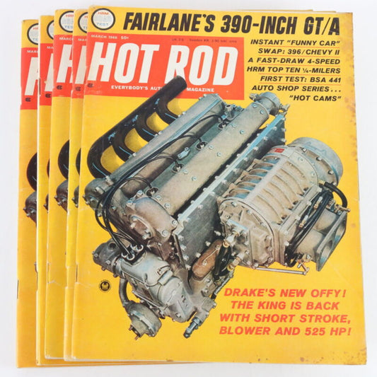 Lot Of 5 Hot Rod Fairlane 390 Gt/a March 1966 Vintage Car Magazines