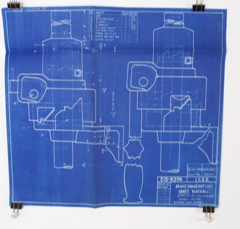 Illinois Central Brake Ratchet Blackall E15-9374 1919 Train Blueprint 14.5���