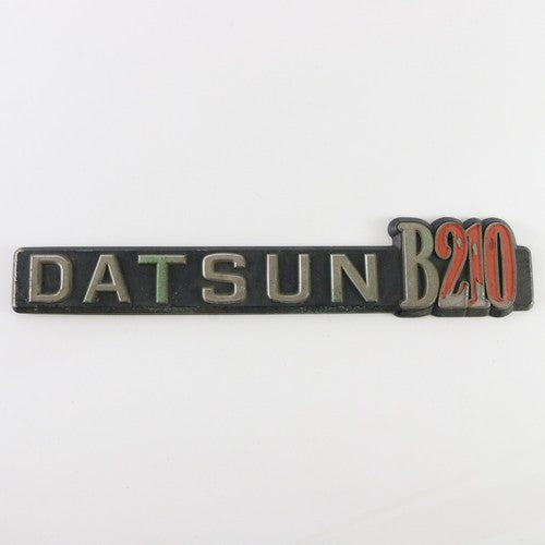  1970s Datsun B210 Black Silver Red Plastic Emblem Badge 11.5"