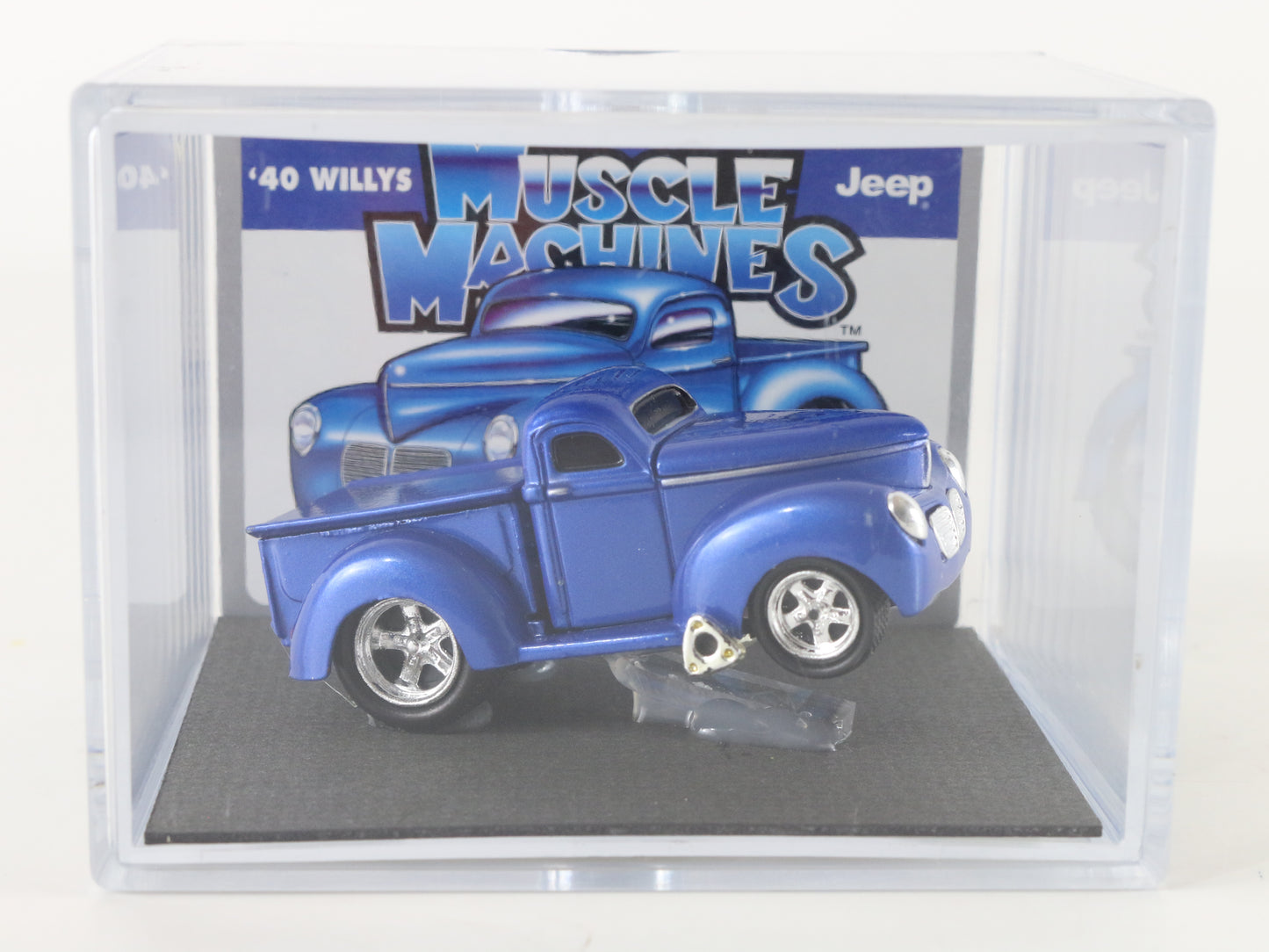 1940 '40 Jeep Willys Blue Muscle Machines Funline 1:64 Model Car W/ Custom Case