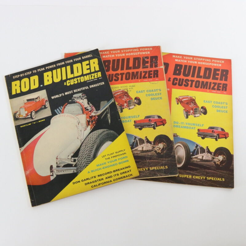 Lot Of 3 Rod Builder & Customizer Garlits Super Chevy Hot Rod Car June Aug 1959