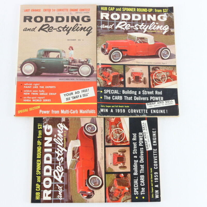 Lot Of 7 Rodding & Restyling Oct Nov Dec 1958 Vintage Car Magazines