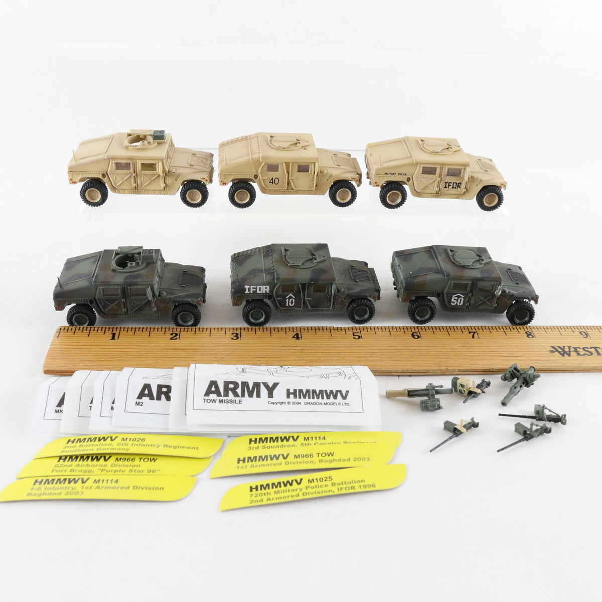 Lot Of 6 M1114 M1025 M1026 M966 HMMWV Military Trucks Dragon 1:72 Models