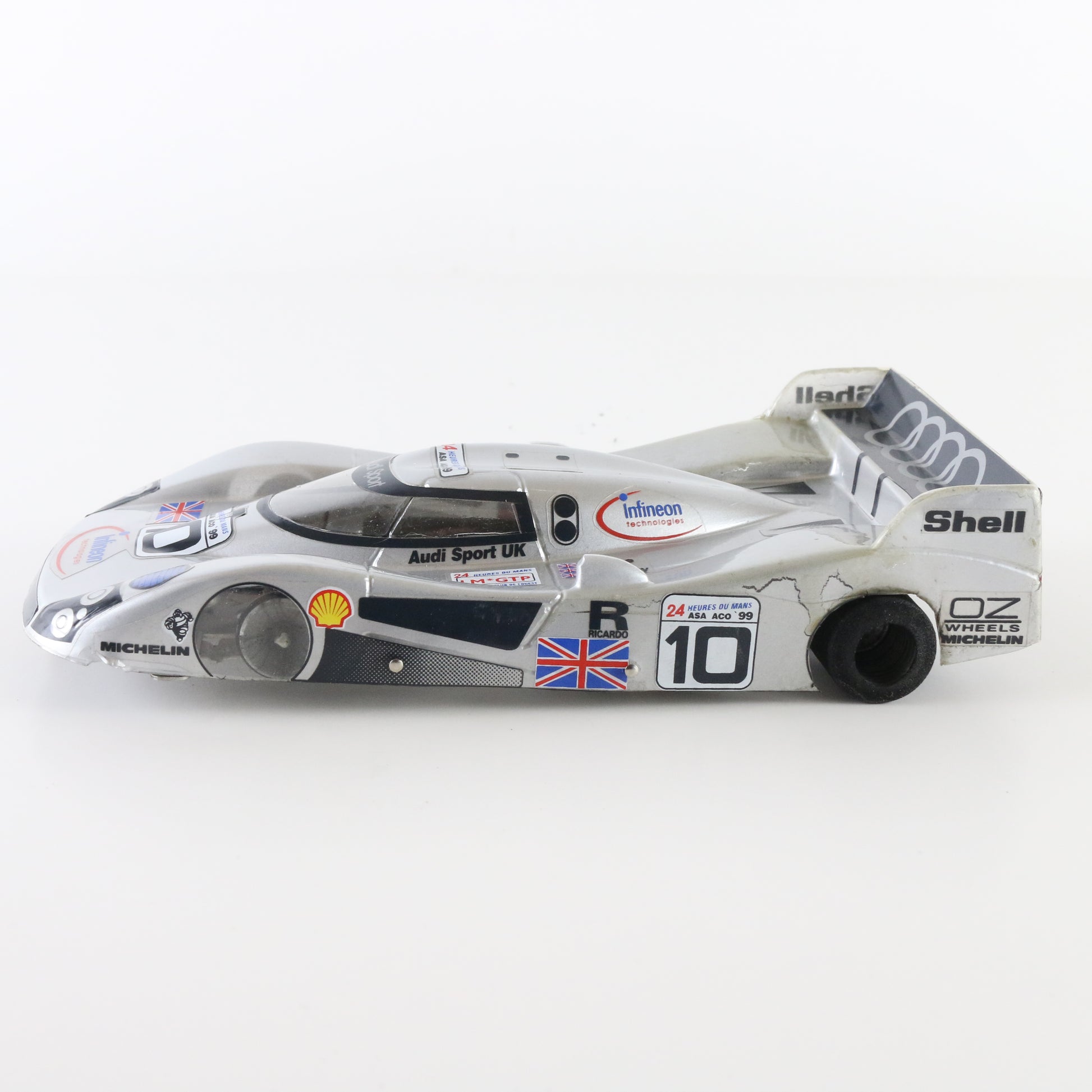 JK Audi R8C #10 silver Infineon Wallace Weaver 1:24 slot car