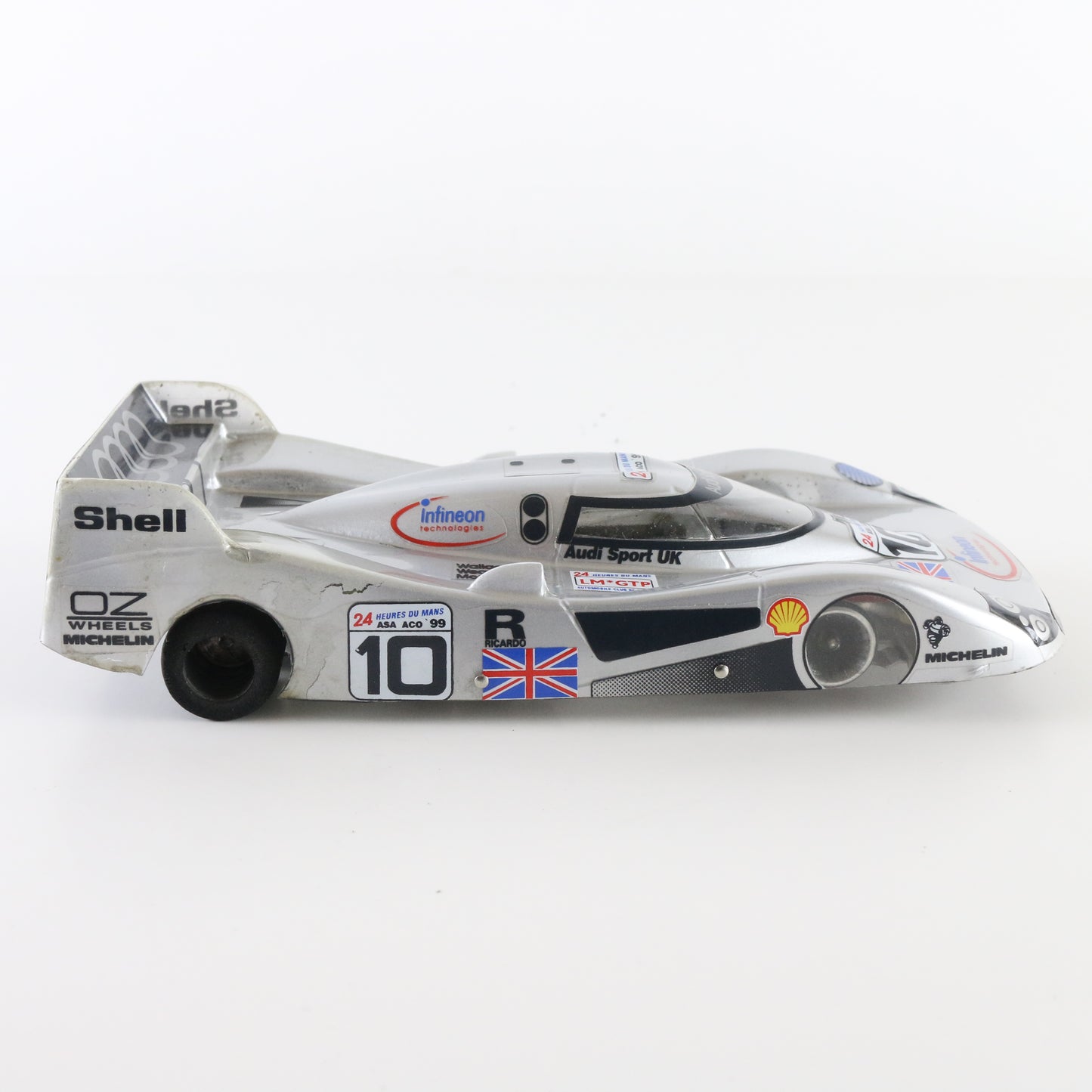 JK Audi R8C #10 silver Infineon Wallace Weaver 1:24 slot car