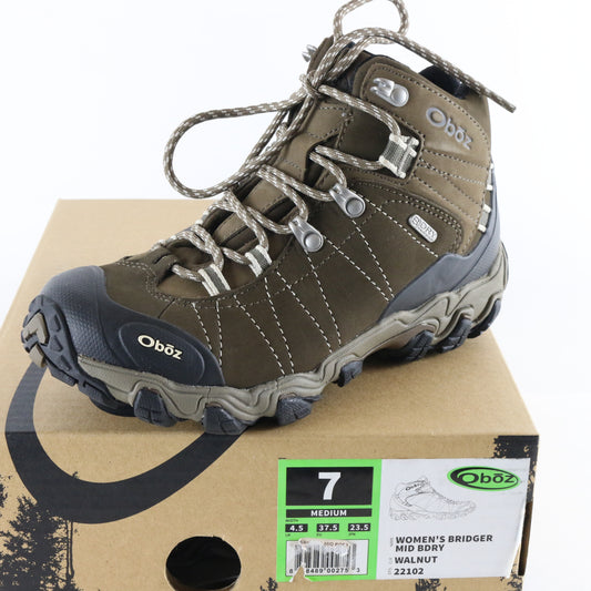 Oboz Bridger Mid B Dry Waterproof Womens Walnut Waterproof Hiking Boots Size 7
