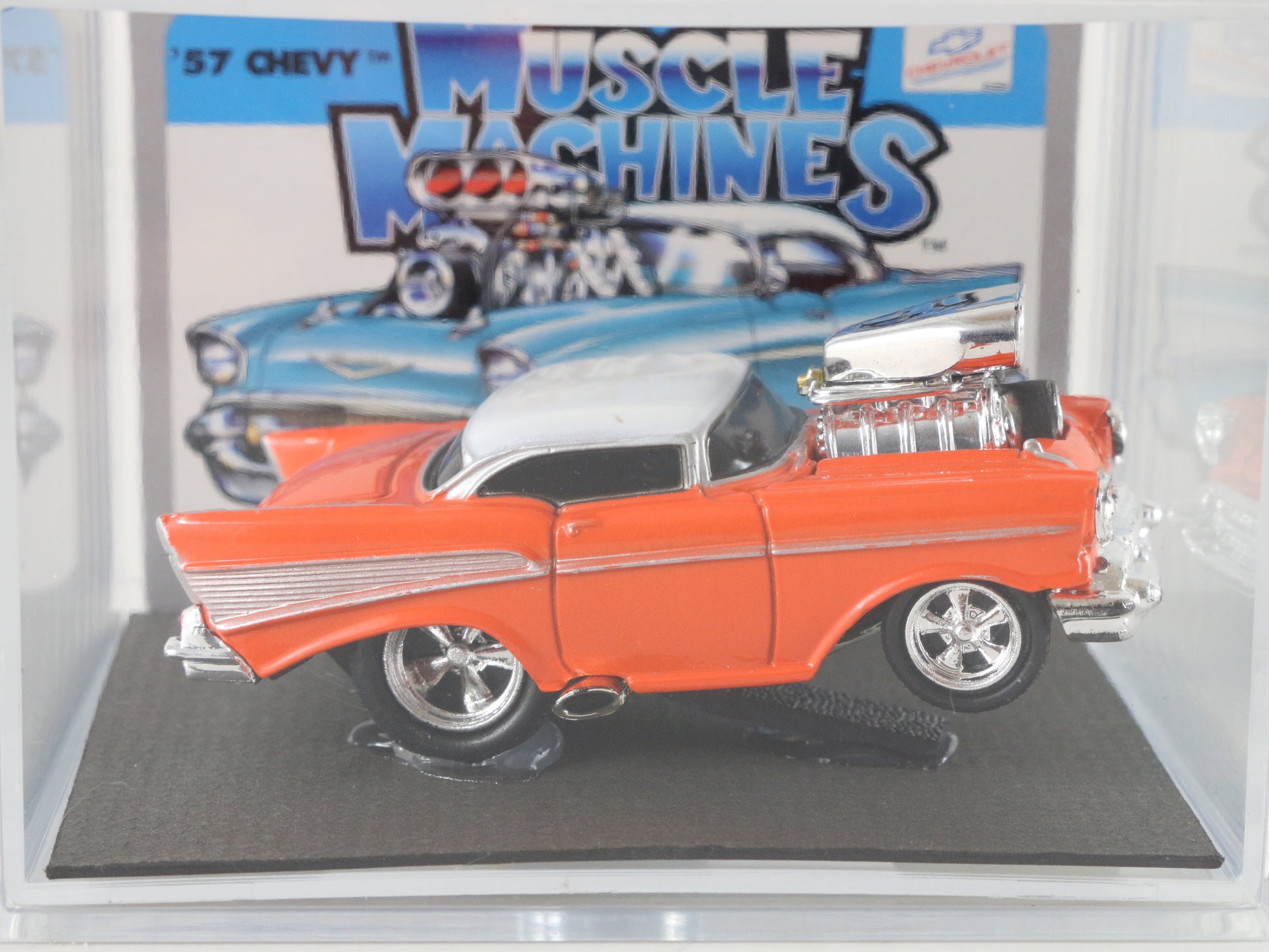 1957 Chevy Supercharged Orange Muscle Machines Funline Model Car 1:64