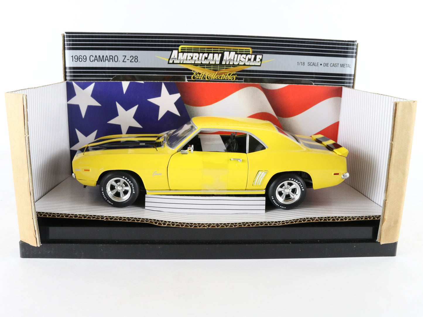 1969 Chevy Camaro Z28 Yellow American Muscle ERTL 1:18 Diecast Model Car 33572