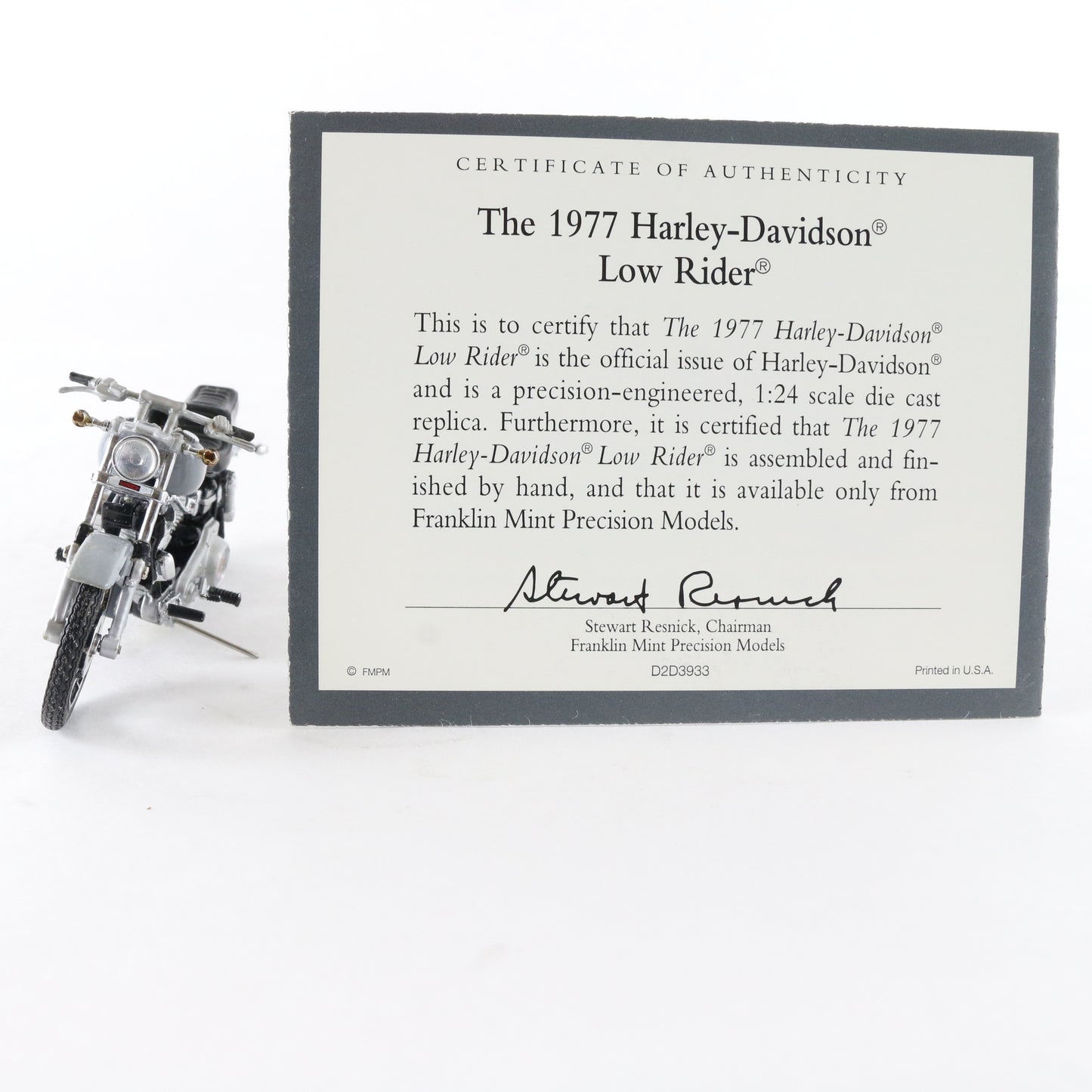 1977 Harley Davidson Low Rider Gray Franklin Mint 1:24 Diecast Model Motorcycle