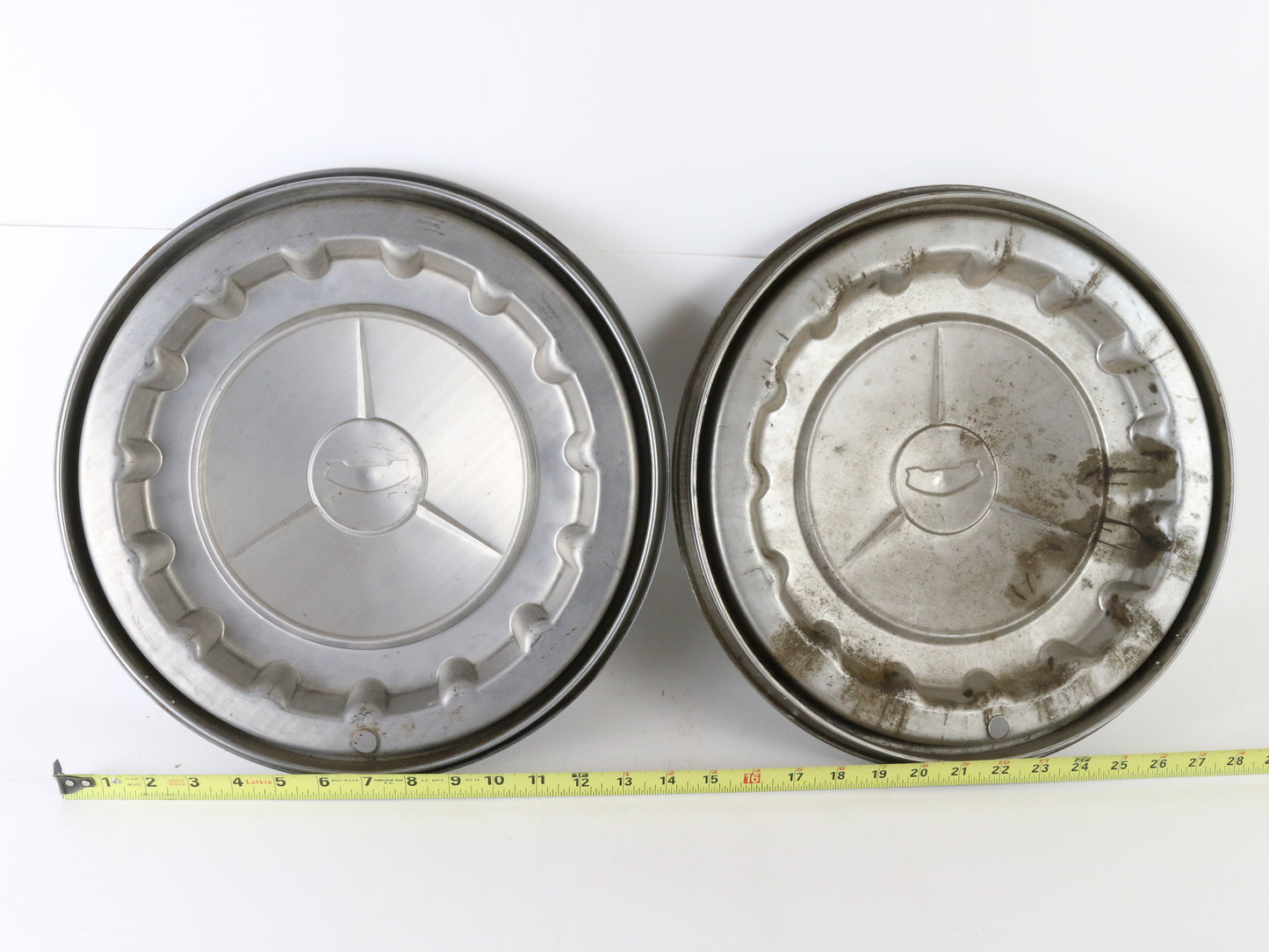 Lot Of 3 Vintage 1957 Chevrolet Bel Air Metal Wheel Hubcaps 14.5" ORIGINAL