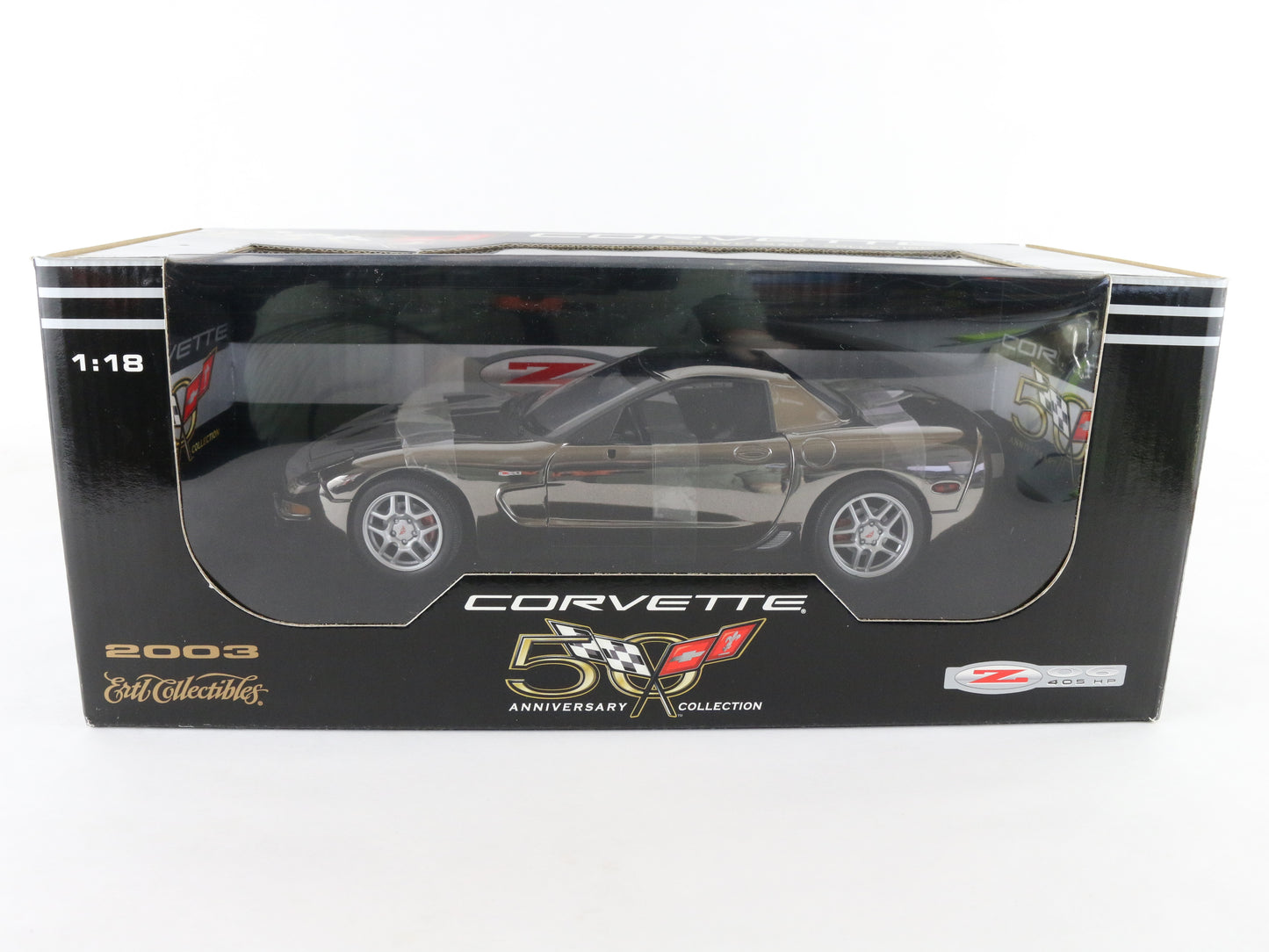 2003 Chevy Corvette Z06 50th Anniversary Silver Chrome ERTL 1:18 Diecast 29404p