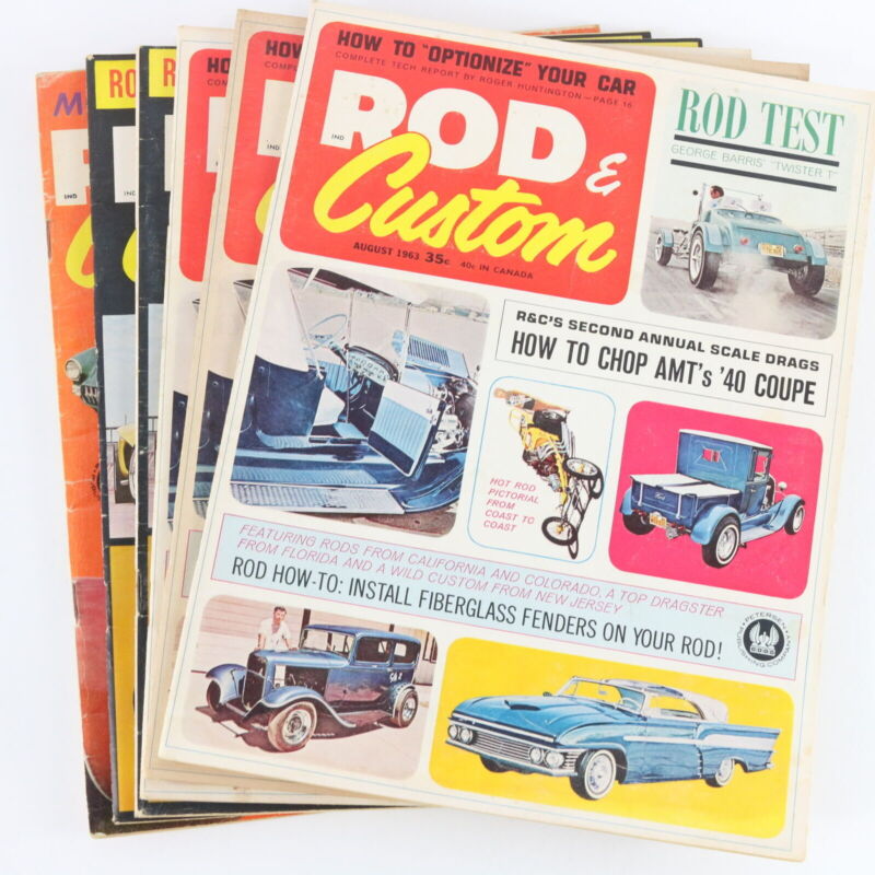 Lot Of 6 Rod & Custom Aug Sep Oct 1963 Vintage Car Magazines