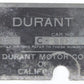 Durant Motor Co. Of California Model 75 Car No. C-3101 3.5��� Metal Badge