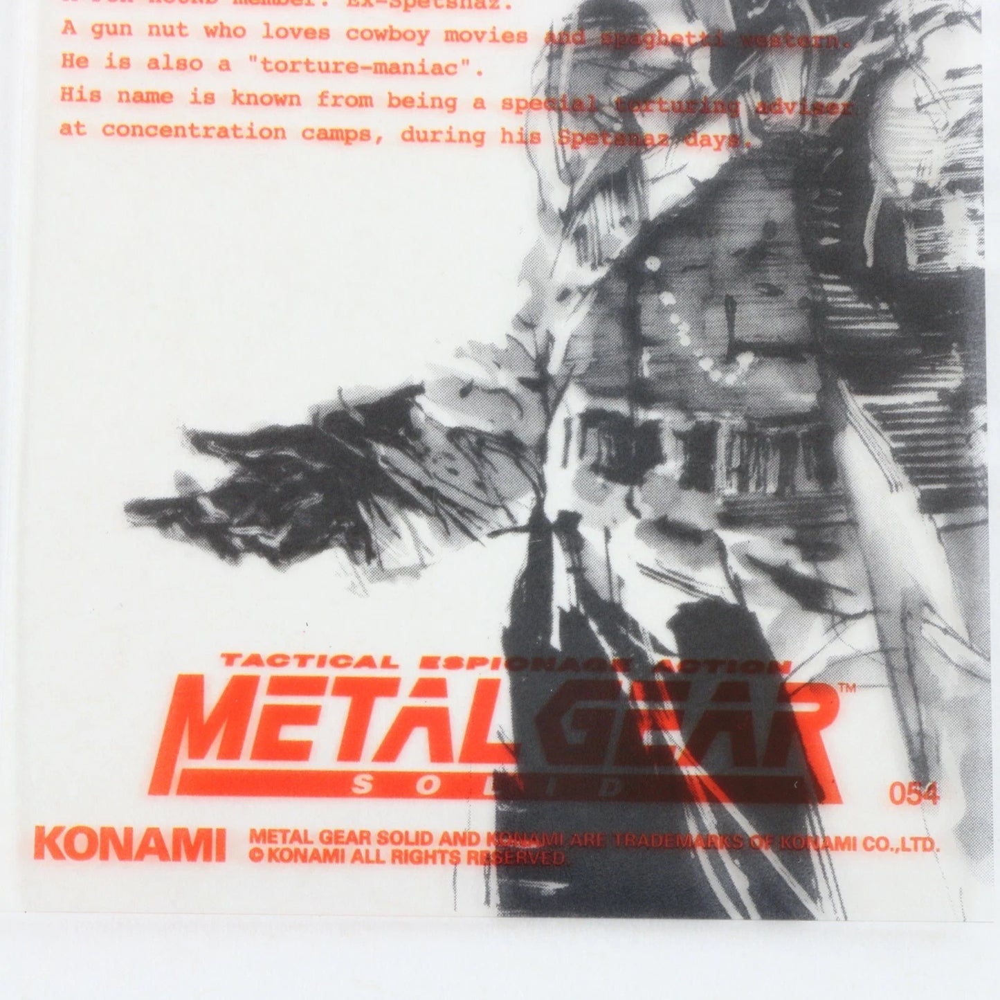 Metal Gear Solid Plastic Trading Card 054 Revolver Ocelot TR-RO #3523 Silver