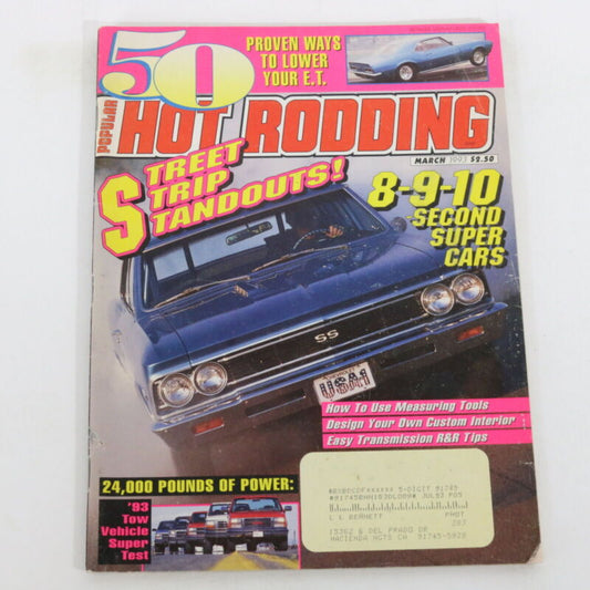 Popular Hot Rodding 8-9-10 Second Super Cars March 1993 Car Magazine