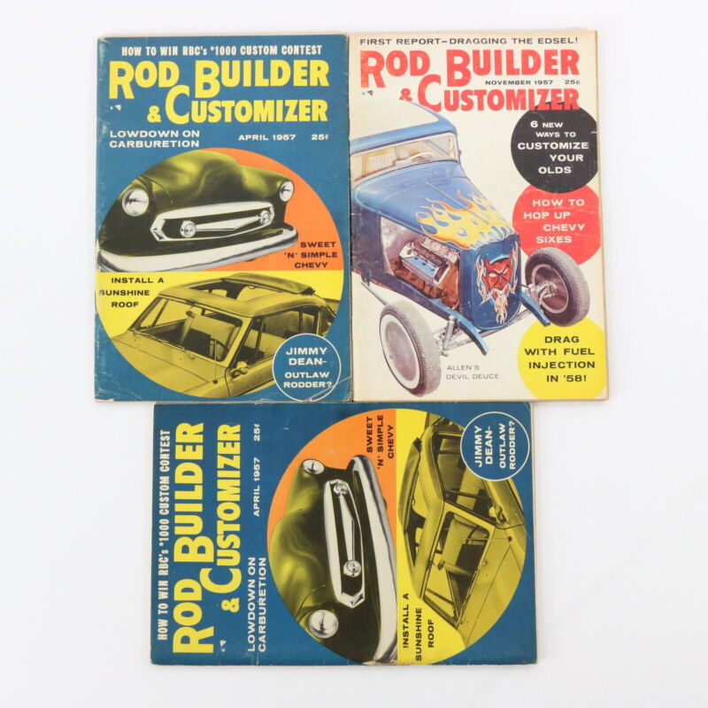 Lot Of 3 Rod Builder & Customizer Chevy Sixes April & November 1957 Magazines