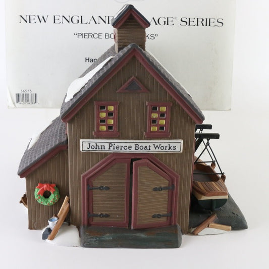 Dept 56 New England Village Pierce Boat Works 56573 Christmas Porcelain Building