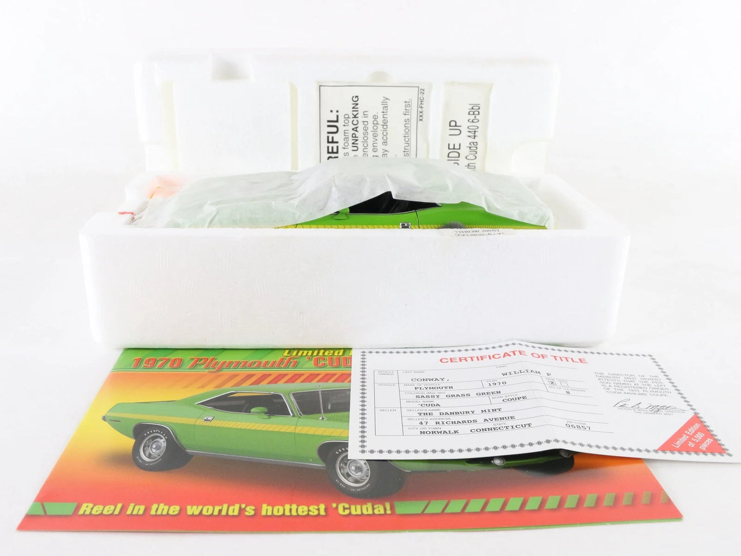 1970 Plymouth Barracuda Cuda Coupe 440/6-BBL Green Danbury 1:24 LE #1001/5000