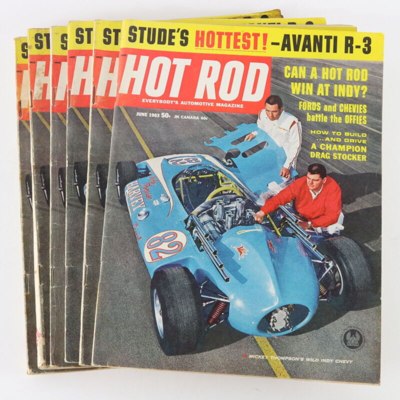 Lot Of 6 Hot Rod Studebaker Avanti R3 Indy Chevy June 1963 Vintage Car Magazines